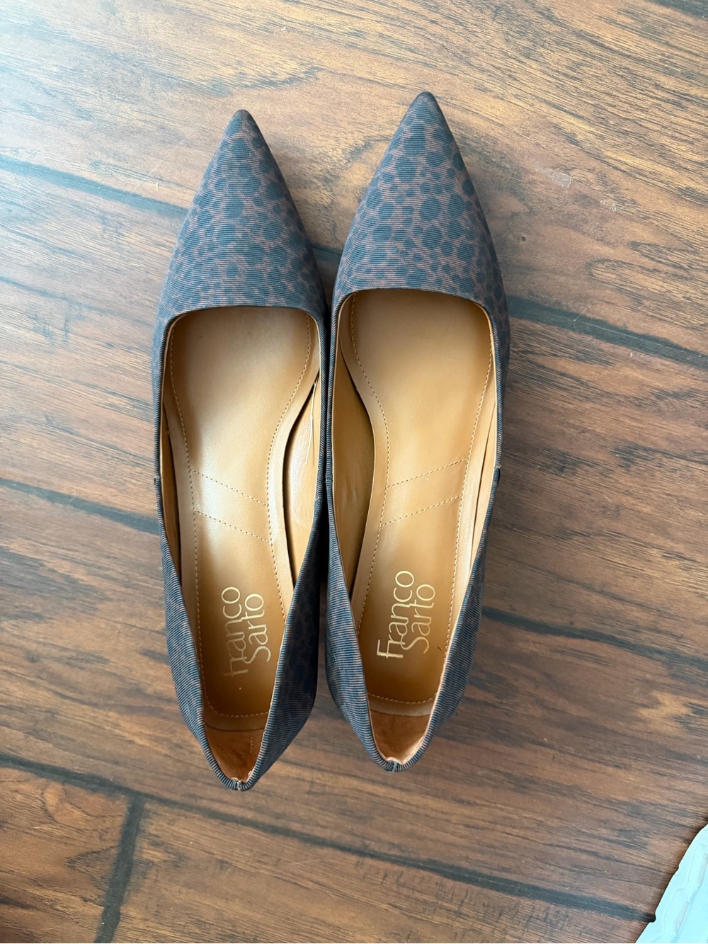 Franco Sarto Pointed Toe Leopard-Print kitten heels in Brown